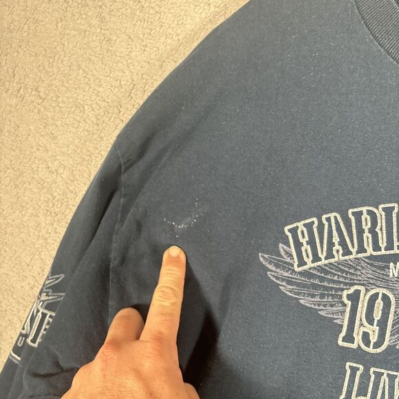 Harley Davidson Men XL Long‎ Sleeve Shirt 2015 Live To Ride Blue Cocoa Beach - Picture 5 of 15